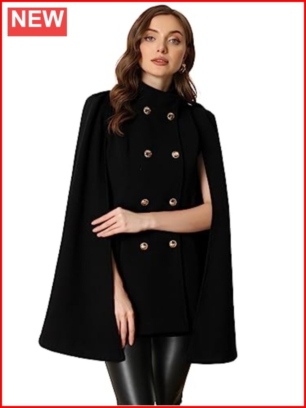 Vintage Double Breasted Slit Sleeve Cape Coat